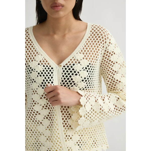 Posse Saskia Cardigan in Ivory | Cardigan | Luxury Shoes , view 3