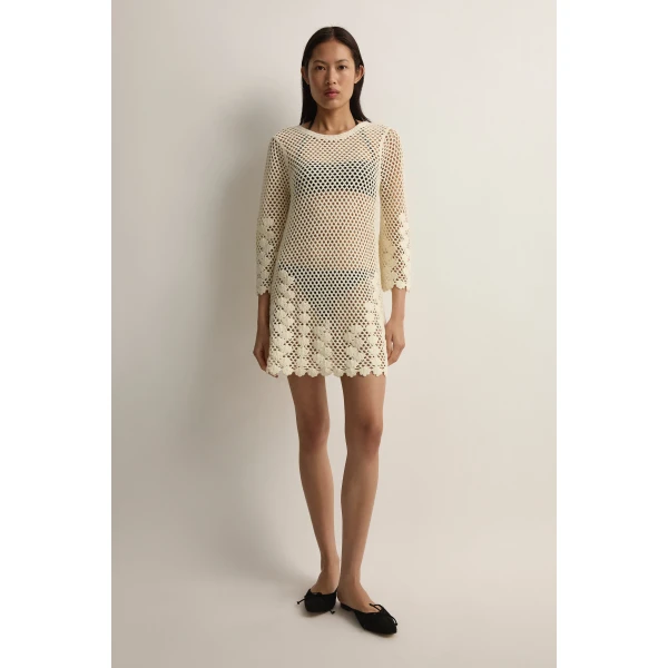 Posse Saskia Dress in Ivory | Midi Dresses | Luxury Shoes , view 2