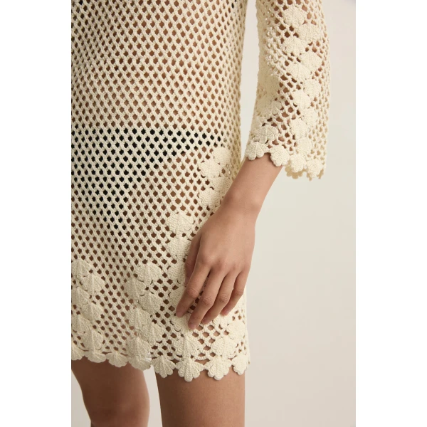 Posse Saskia Dress in Ivory | Midi Dresses | Luxury Shoes , view 3
