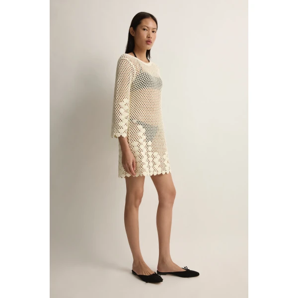 Posse Saskia Dress in Ivory | Midi Dresses | Luxury Shoes , view 4