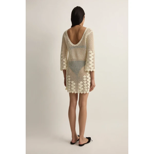 Posse Saskia Dress in Ivory | Midi Dresses | Luxury Shoes , view 5
