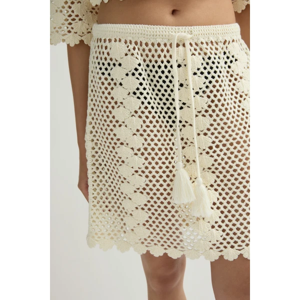 Posse Saskia Skirt in Ivory | Midi Skirts | Luxury Shoes , view 5