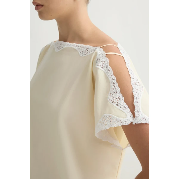 Posse Tabitha Dress in Buttermilk | Midi Dresses | Luxury Shoes , view 3