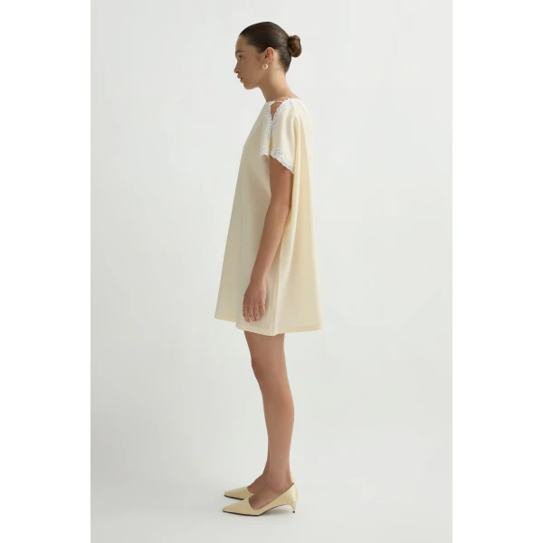 Posse Tabitha Dress in Buttermilk | Midi Dresses | Luxury Shoes , view 4