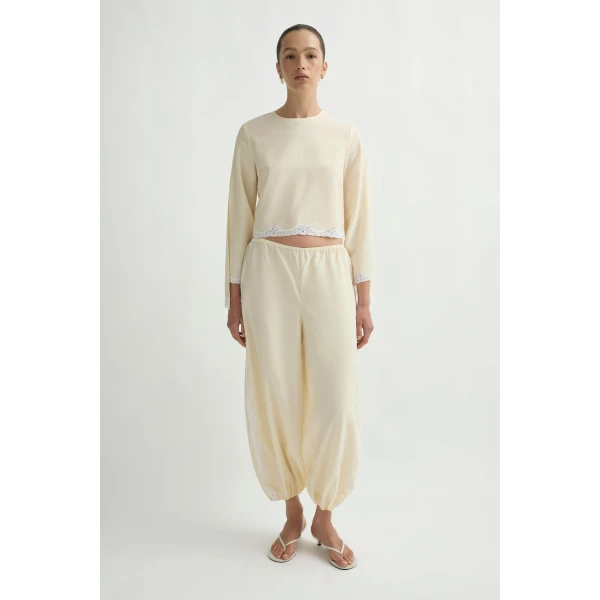 Posse Tabitha Long Sleeve Blouse in Buttermilk | Blouse | Luxury Shoes , view 3