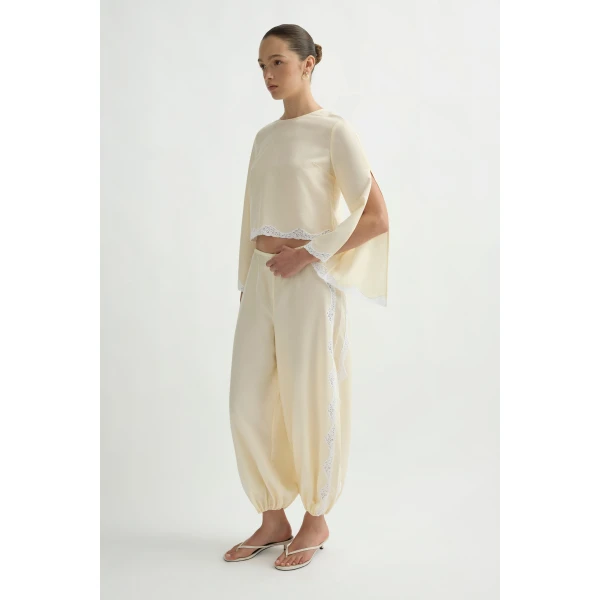 Posse Tabitha Long Sleeve Blouse in Buttermilk | Blouse | Luxury Shoes , view 4