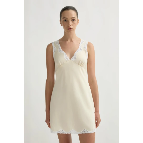 Posse Tabitha Slip Mini Dress in Buttermilk | Mini Dresses | Luxury Shoes , view 3