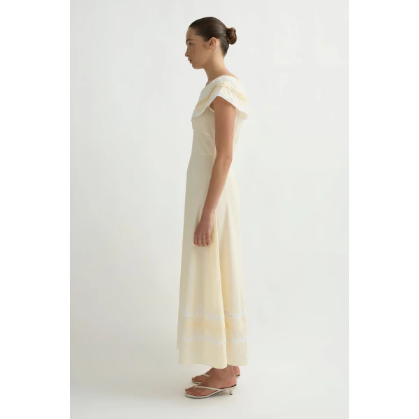 Posse Tabitha Sundress in Buttermilk | Midi Dresses | Luxury Shoes , view 3