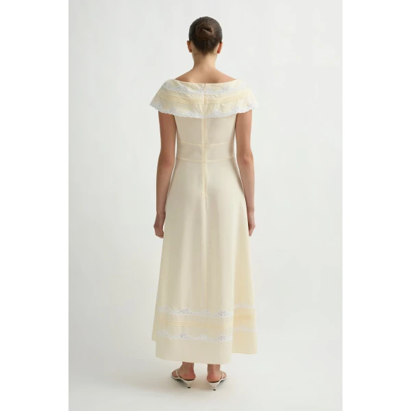 Posse Tabitha Sundress in Buttermilk | Midi Dresses | Luxury Shoes , view 4