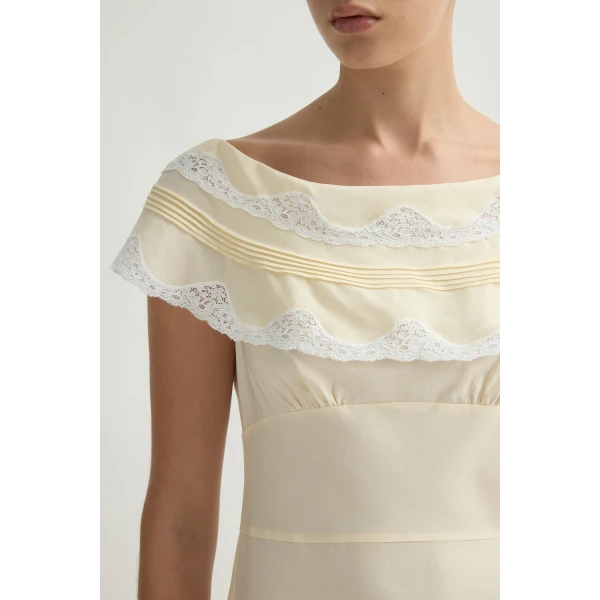 Posse Tabitha Sundress in Buttermilk | Midi Dresses | Luxury Shoes , view 5