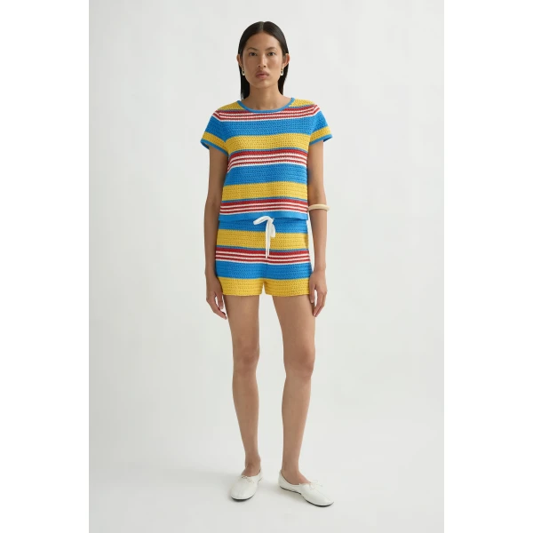 Posse Tammy Baby Tee in Blue Multistripe | T-shirts | Luxury Shoes , view 3