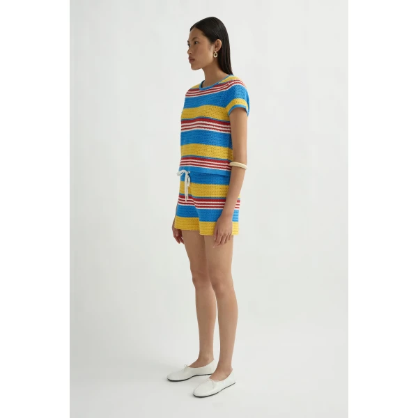 Posse Tammy Baby Tee in Blue Multistripe | T-shirts | Luxury Shoes , view 4