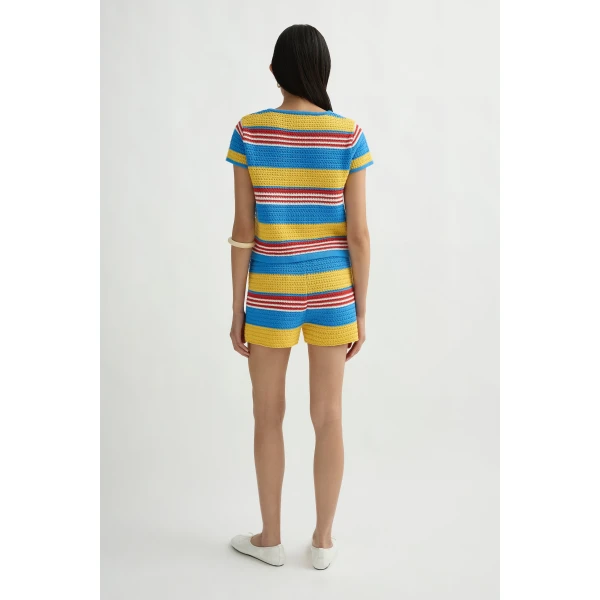 Posse Tammy Baby Tee in Blue Multistripe | T-shirts | Luxury Shoes , view 5