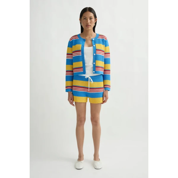Posse Tammy Cardigan in Blue Multistripe | Cardigan | Luxury Shoes , view 3