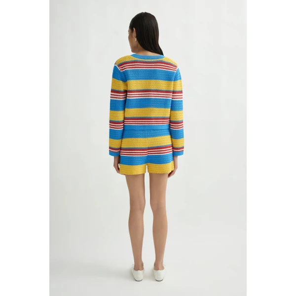 Posse Tammy Cardigan in Blue Multistripe | Cardigan | Luxury Shoes , view 5