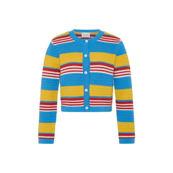 Posse Tammy Cardigan in Blue Multistripe | Cardigan | Luxury Shoes 