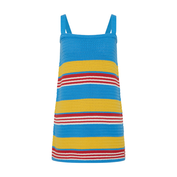 Posse Tammy Dress in Blue Multistripe | Midi Dresses | Luxury Shoes 