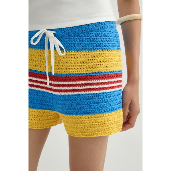 Posse Tammy Short in Blue Multistripe | Shorts | Luxury Shoes , view 2