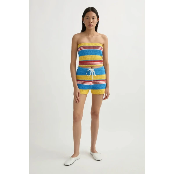 Posse Tammy Short in Blue Multistripe | Shorts | Luxury Shoes , view 3