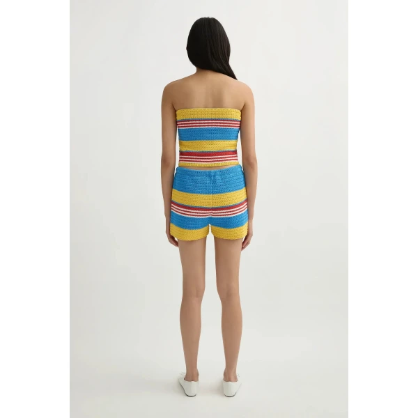 Posse Tammy Short in Blue Multistripe | Shorts | Luxury Shoes , view 5