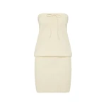 Posse Teo Strapless Dress in Ivory | Midi Dresses | Luxury Shoes 