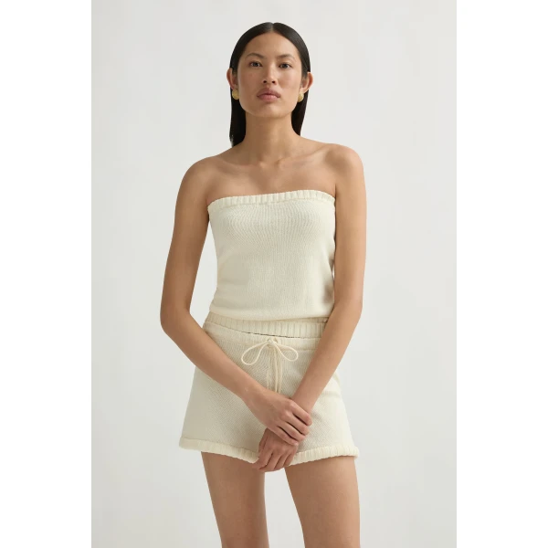 Posse Teo Strapless Top in Ivory | Sleeveless | Luxury Shoes , view 2