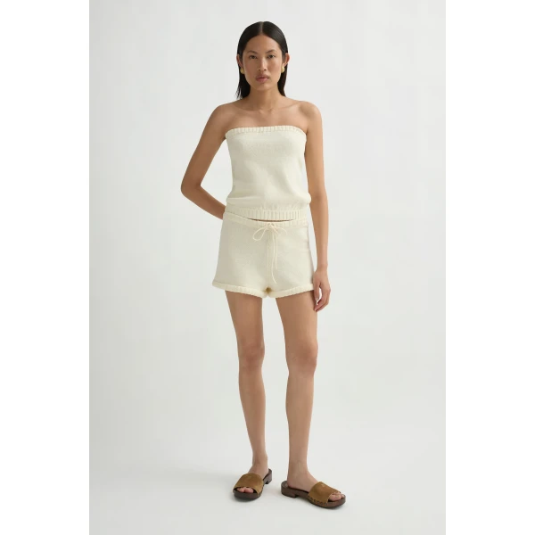 Posse Teo Strapless Top in Ivory | Sleeveless | Luxury Shoes , view 3