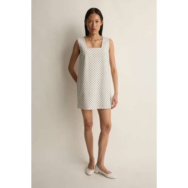 Posse Tommy Dress in Ivory Black Polka Dot | Midi Dresses | Luxury Shoes , view 2