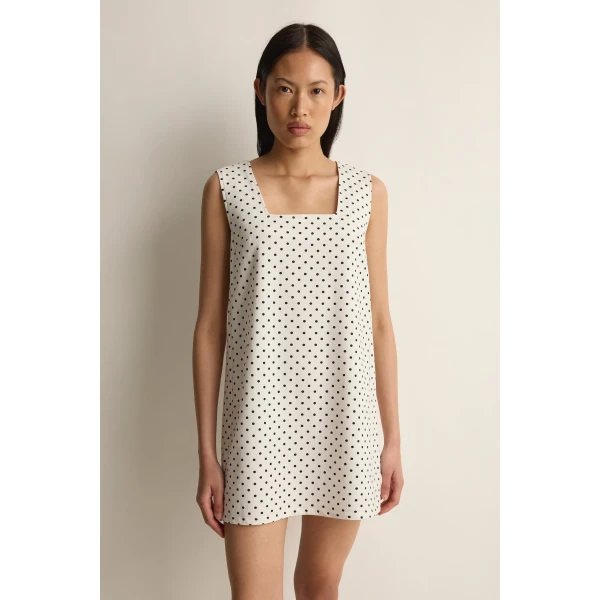 Posse Tommy Dress in Ivory Black Polka Dot | Midi Dresses | Luxury Shoes , view 3