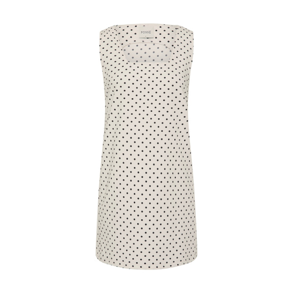 Posse Tommy Dress in Ivory Black Polka Dot | Midi Dresses | Luxury Shoes 
