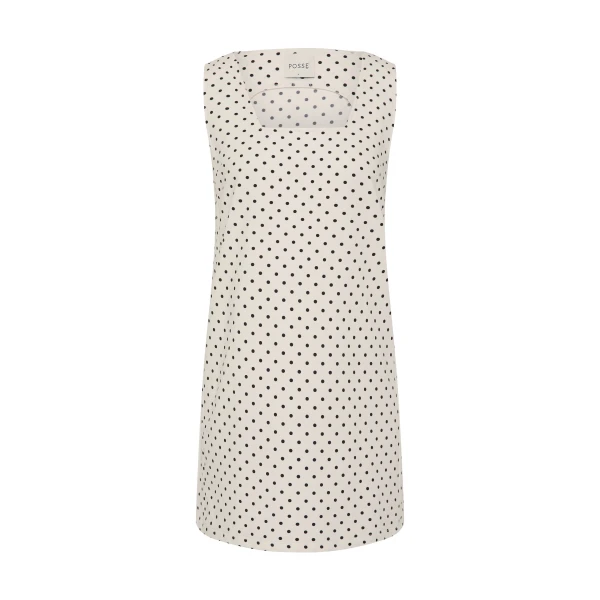 Tommy Dress in Ivory Black Polka Dot