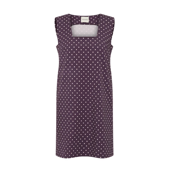 Tommy Dress in Purple Ivory Polka Dot