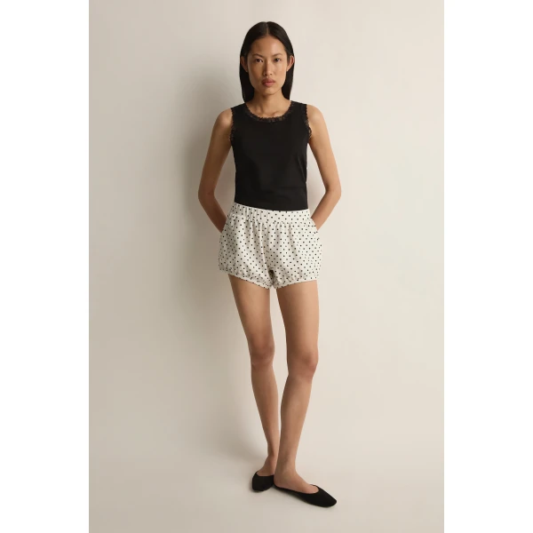 Posse Tommy Short in Ivory Black Polka Dot | Shorts | Luxury Shoes , view 2