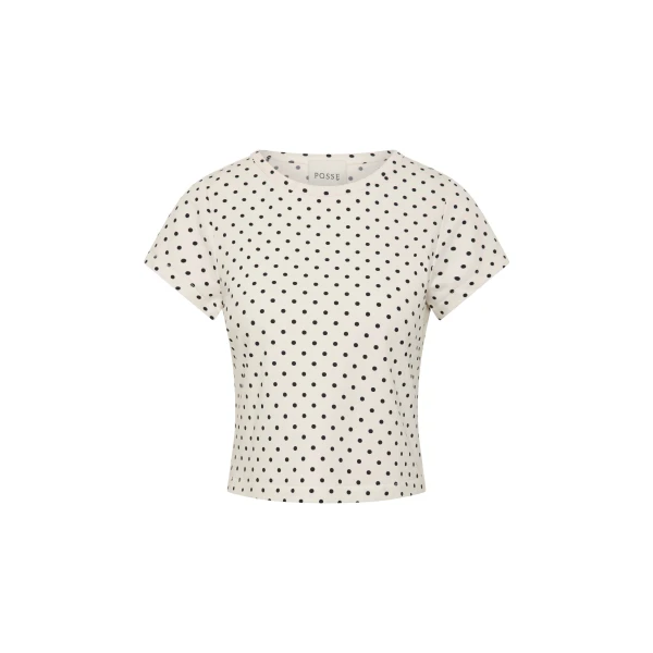 Tommy Tee in Ivory Black Polka Dot