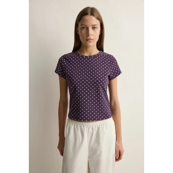 Posse Tommy Tee in Purple Ivory Polka Dot | T-shirts | Luxury Shoes , view 2