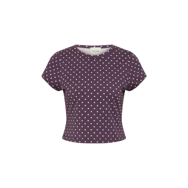 Tommy Tee in Purple Ivory Polka Dot