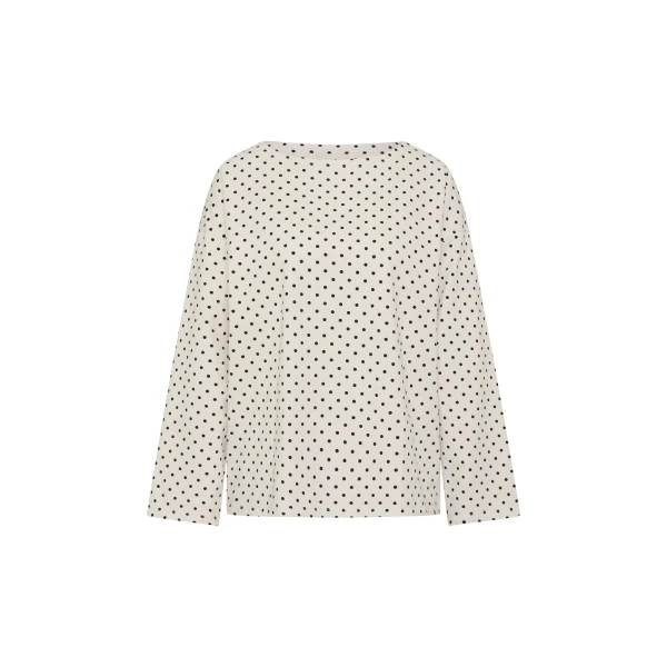 Tommy Top in Ivory Black Polka Dot