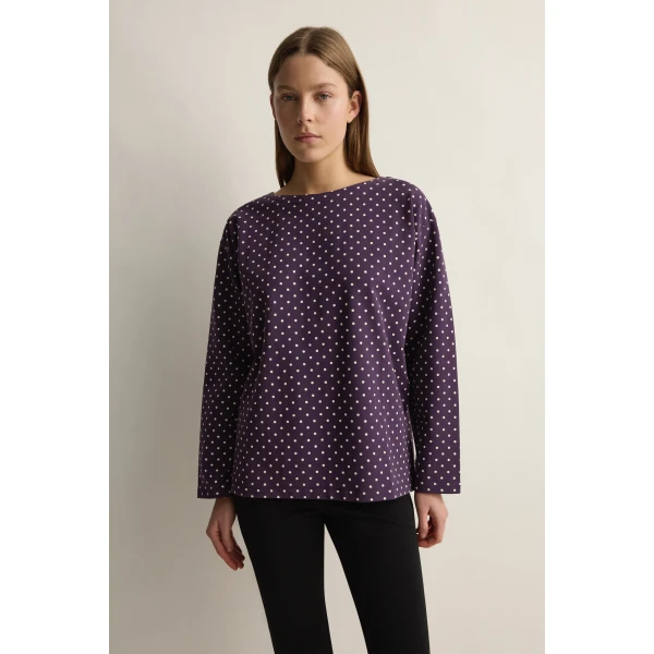 Posse Tommy Top in Purple Ivory Polka Dot | Tops | Luxury Shoes , view 2