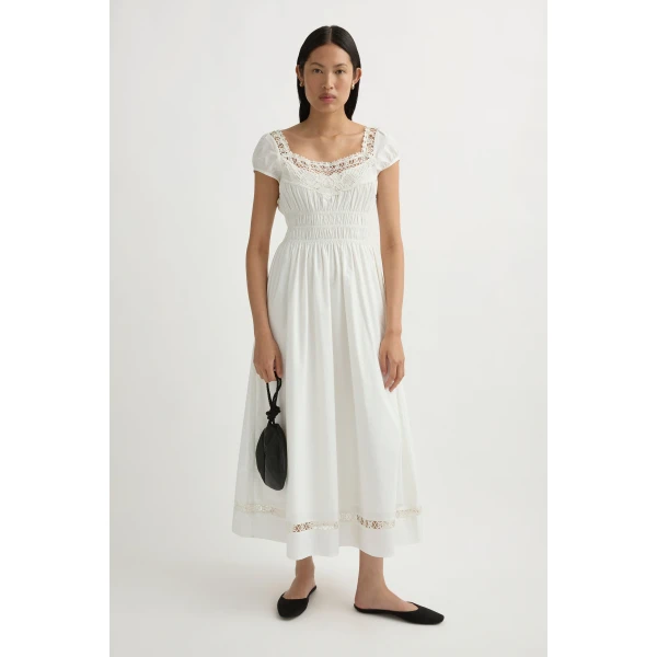 Posse Veda Sundress in Vintage White | Midi Dresses | Luxury Shoes , view 2