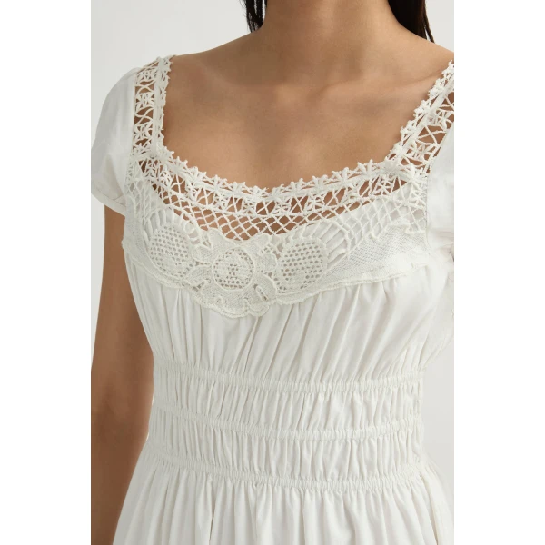 Posse Veda Sundress in Vintage White | Midi Dresses | Luxury Shoes , view 3
