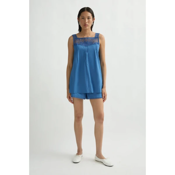 Posse Veda Tunic in Azure | Tops | Luxury Shoes , view 3