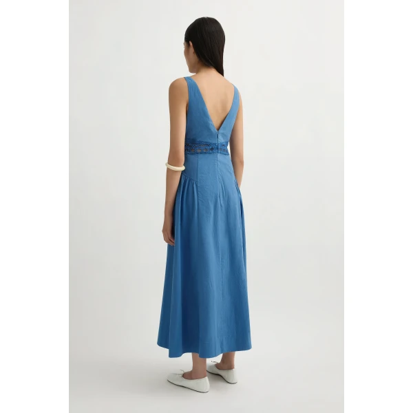 Posse Veda V-Neck Dress in Azure | Midi Dresses | Luxury Shoes , view 5