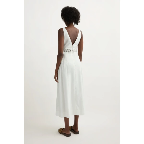 Posse Veda V-Neck Dress in Vintage White | Midi Dresses | Luxury Shoes , view 5