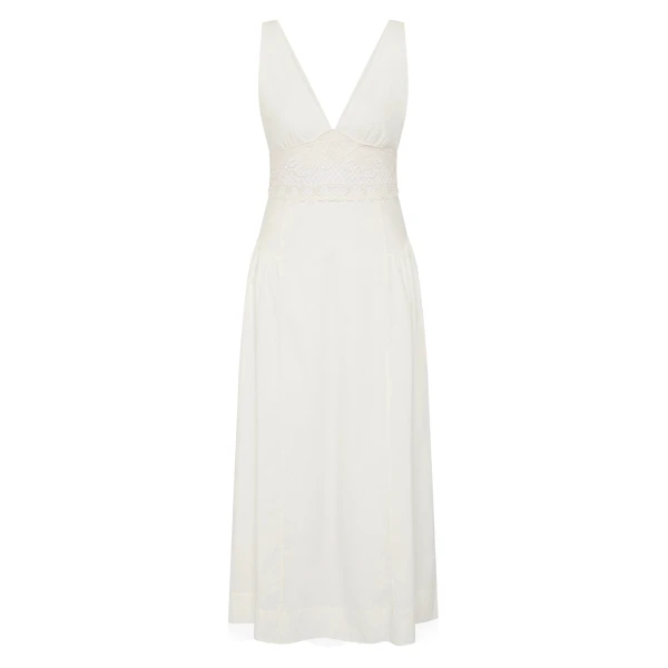 Veda V-Neck Dress in Vintage White