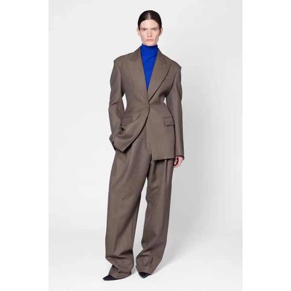 ROKSANDA Ines Trouser in Brown Melange | Wide leg pants | Luxury Shoes 