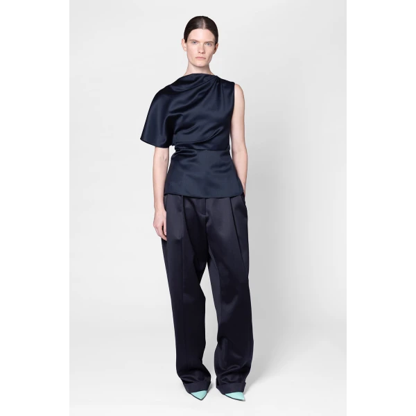 ROKSANDA Ines Trouser in Navy | Wide leg pants | Luxury Shoes 