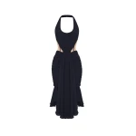 Rasario Corset Midi Halter Dress in Black