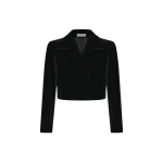 Rasario Cropped Velvet Jacket in Black