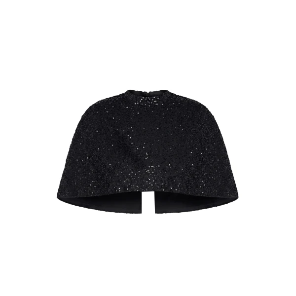 Sequin-Embroidered Cape in Black