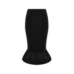 Rasario Velvet Midi Skirt with a Yoke in Black